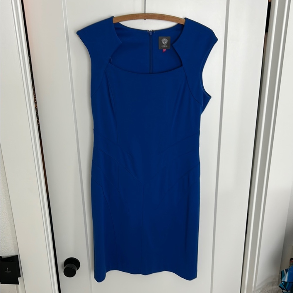 Vince Camuto Blue Sleeveless Sheath Dress